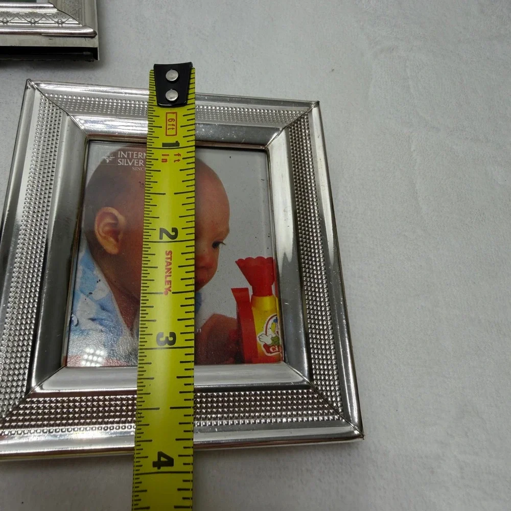 International Silver Company 2x3 Picture Frames Set of 2 Silveplated Embossed